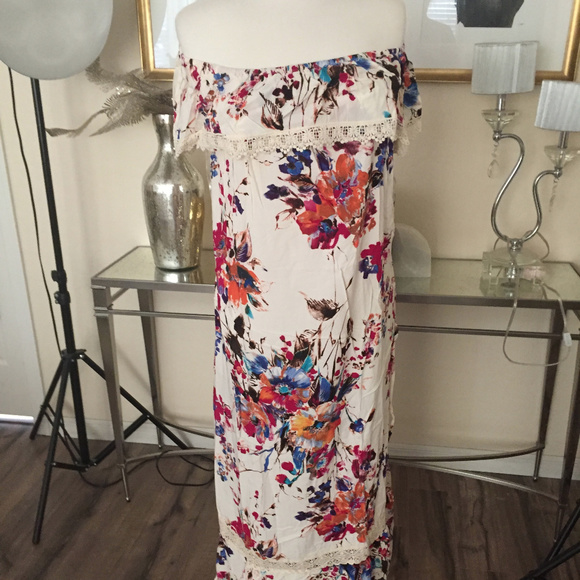 NWT Our Popular Summer Maxi Umgee PinkRoyal W/Lace - Picture 3 of 5